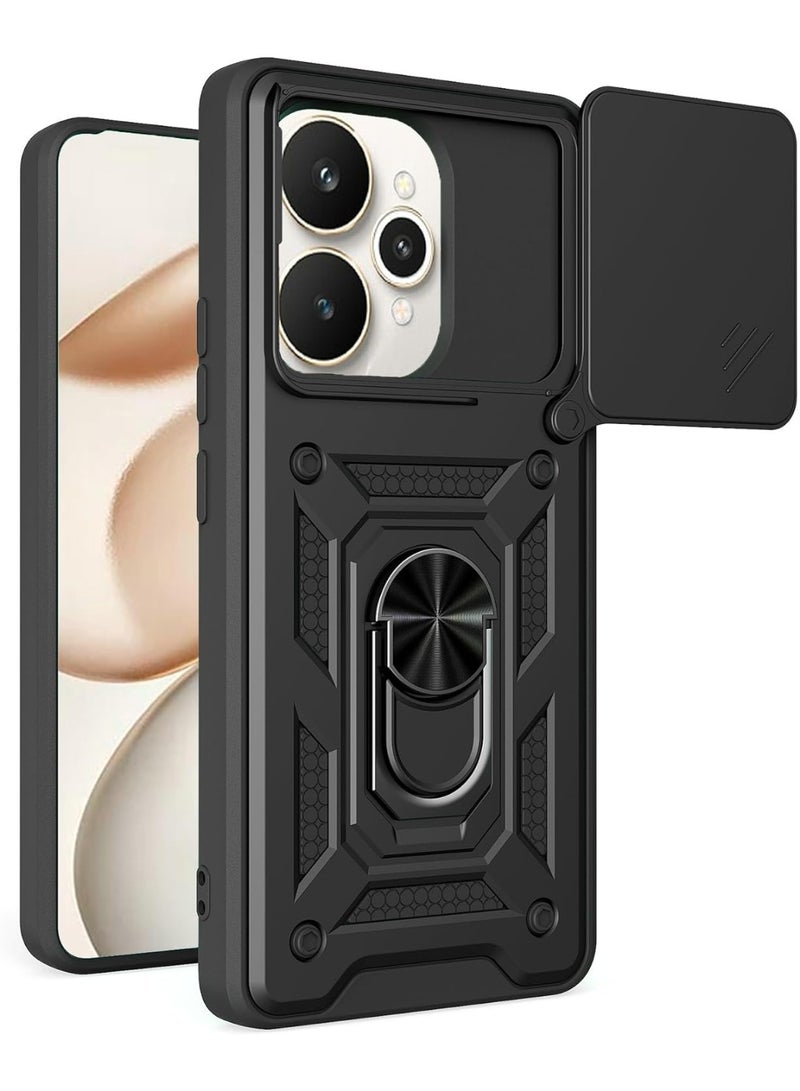 ثلاثة نمور for realme 15 / 15 Pro 5G Case Cover, غطاء عدسة الكاميرا الشريحة, حامل الحلقة المغناطيسية مقعد الحماية حالة الهاتف ل realme 15 / 15 Pro 5G, أسود - Image 1